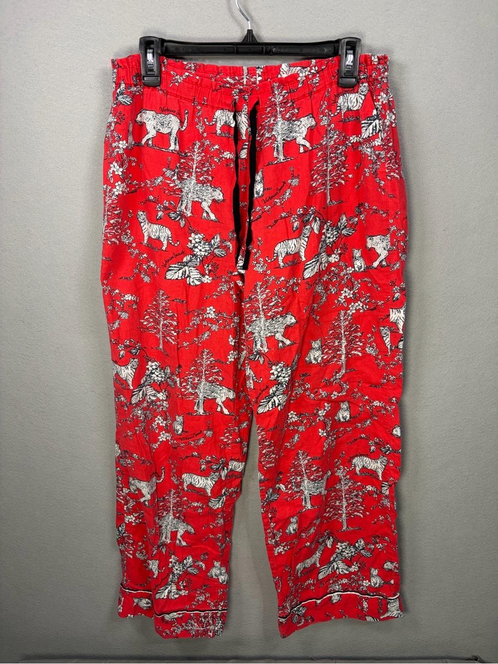 Vintage Victoria's Secret Red Big Cat Tiger Toile Pajama Pants